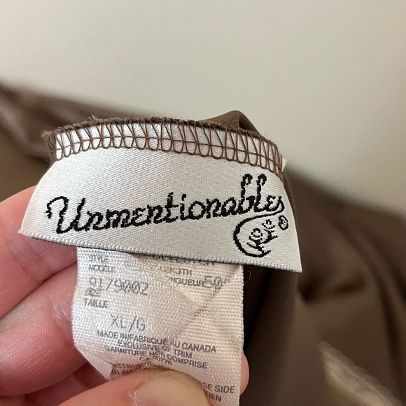 Vintage Unmentionables Slip Dress Chemise Night Gown - Brown Lace Trim - Picture 8 of 13